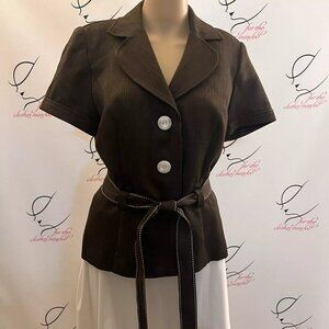 Studio 1. Size 10? Short Sleeve Brown Jacket or Top. Easy care. Belted. B81
